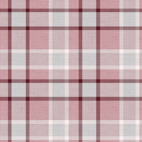 Textured checkered pattern, light grey and pink background.