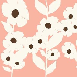 Cream flowers on Pink Background