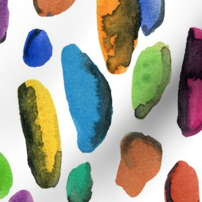 colorful hand painted watercolor brush strokes smudge blobs spots fun bright rainbow summerly painterly design