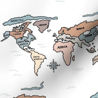 Neutral Colored World Map 