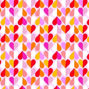 (XXS) Mid Mod Geometric Valentine's Hearts in Pink, Red and Orange #heartpattern #loveandkisses #lovedaypattern #midmodhearts