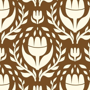 Bold white floral with brown background