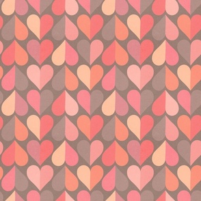 (XS) Mid Mod Geometric Valentine's Hearts in Pink, Red and Orange Vertical #heartpattern #loveandkisses #lovedaypattern #midmodhearts #Valentinespattern