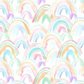 Candy magic rainbows in pastel shades - watercolor pattern for nursery b173-1