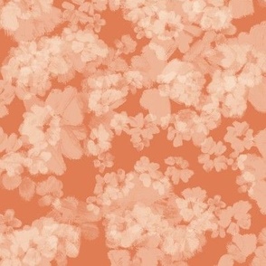 Ivory Textured floral - Whispering Meadows with red orange background 