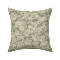 Ivory Textured floral - Whispering Meadows with moss green background 