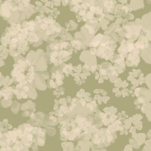 Ivory Textured floral - Whispering Meadows with sage green background 
