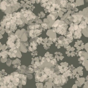 Ivory Textured floral - Whispering Meadows with seaweed green background 