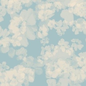 Ivory Textured floral - Whispering Meadows with baby blue background 