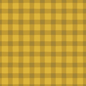 (S) Hand-drawn Gingham Cottagecore Check - Mustard on Yellow