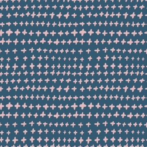 (S) Bee Happy Blender - Handdrawn Pink Crosses on a Deep Blue Background