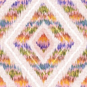 Abstract colourful pattern in psychedelic Ikate style