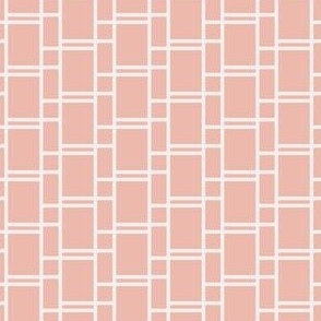 Geometric Abstract Quadrants in Chantilly White on Muted Light Salmon - small scale
