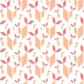 tangram carrots large - tangram rabbits pantone peach plethora coordinate - carrot fabric and wallpaper