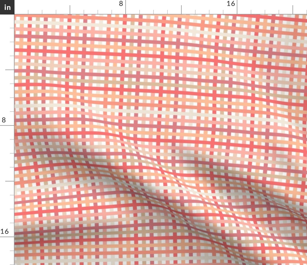 peach tiny plaid- small peach gingham - pantone peach plethora color palette - chekered fabric and wallpaper