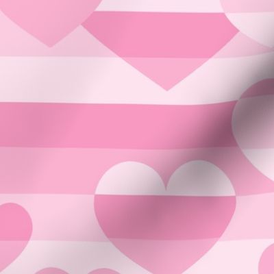 Pink Striped Floating Hearts