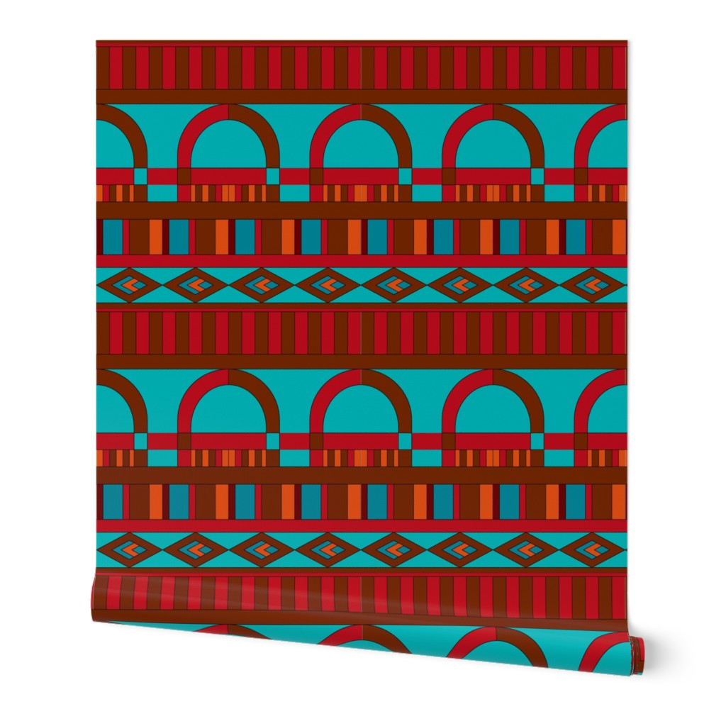 African striped pattern blue