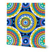 African circle pattern blue