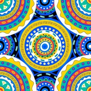 African circle pattern blue