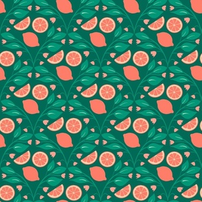 Fresh and Fruity - Peach and Teal - Small