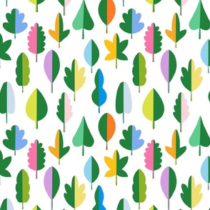 Colorful Bold Modern  Leaf and Tree Shapes | Hand Drawn | Medium Size Version |