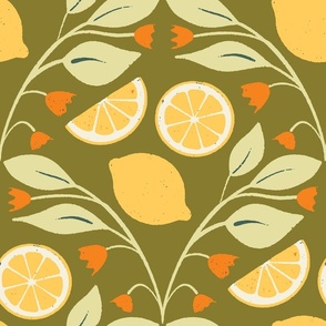 Fresh and Fruity - Retro Yellow and Green - Large