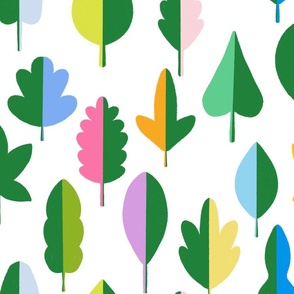  Colorful Bold Modern  Leaf and Tree Shapes | Hand Drawn  | Large Size |