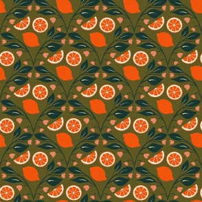 Fresh and Fruity - Retro Orange and Green - Small