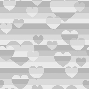 Gray Striped Floating Hearts