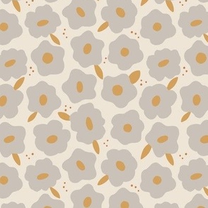 light greyish beige flowers on a soft toned background - retro spring flowers - small sized flowers