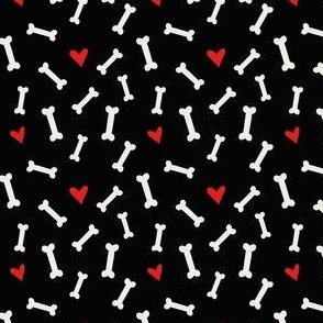 Bones and Hearts Dog Valentine Love in Black 