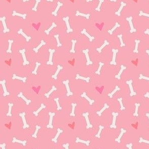 Bones and Hearts Dog Valentine Love Pink (2.5 x 2.5)