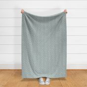 Joggly (XL) white line art diamonds in vertical lines on pale ash grey - green background