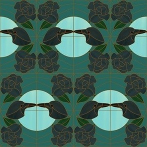  Corvid Courting (teal & bronze 1)