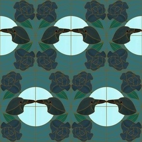  Corvid Courting (teal & bronze 2)