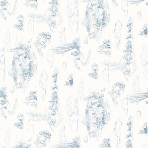 small horizontal Winnie-the-Pooh toile blue