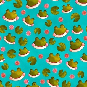 Leap Year Celebration: A Fun Frog Pond Pattern Featuring Lily Pads and Water Lilies