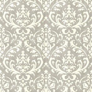 Traditional Damask // Gray and Ivory