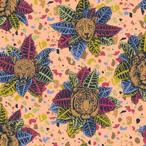 Big Jungle Cats Peach Fuzz 3 Terrazzo Pattern