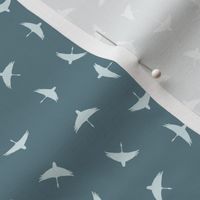 Micro Swans In Flight in navy and pale blue