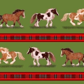 Gypsy Vanner Horse Stripe in Christmas Red and Green