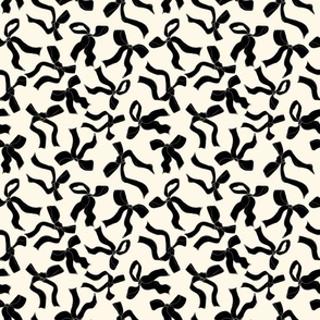 (M) Coquette black bows on a cream beige background pattern