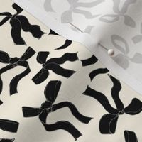 (S) Coquette black bows on a cream beige background pattern
