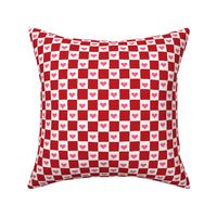 Checkerboard w outside heart red-pink small
