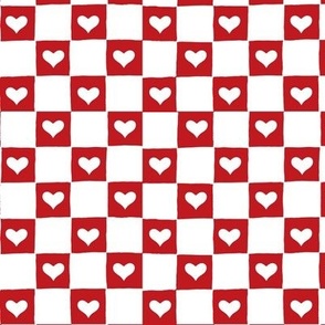 Checkerboard w white heart red small