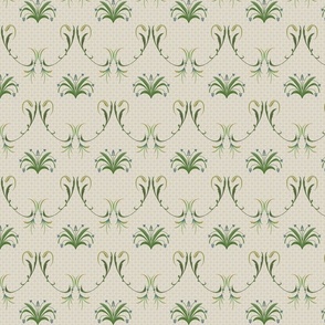 Hand painted neutral check with Regency foliage