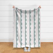 Sage Green and Creamy White Wavy Modern Stripe