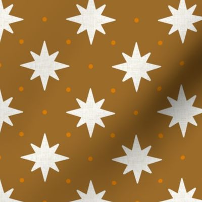 golden 8 point star and dots: celestial, night sky, whimsical, octagram