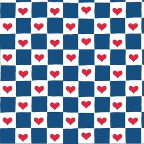 Checkerboard w outside heart navy-red small