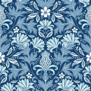 William Morris inspired botanical blue and white normal scale